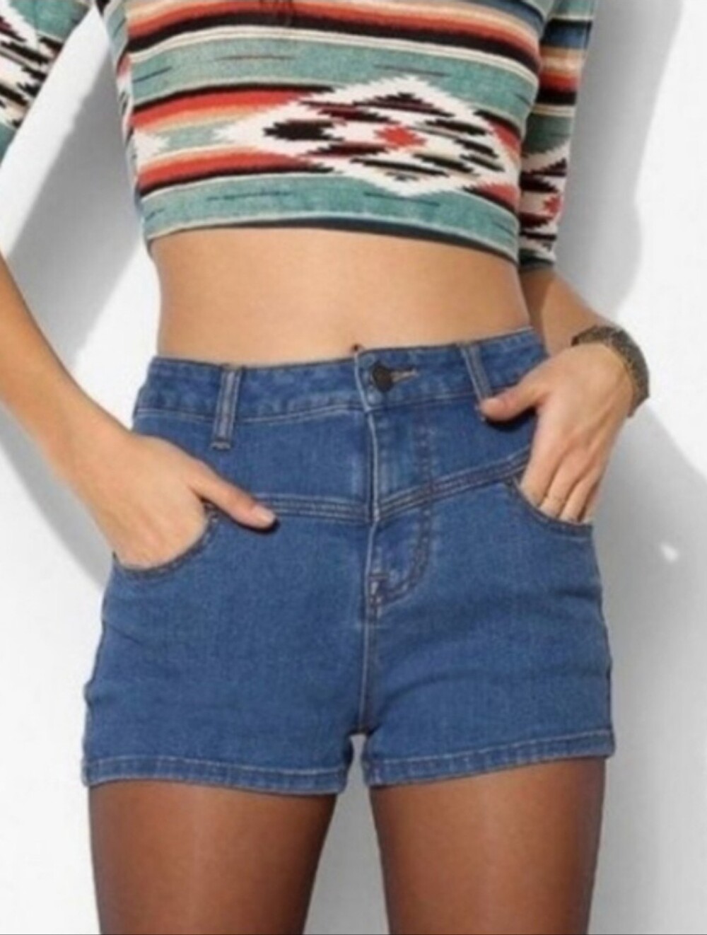 BDG High-Rise Retro Blue Denim Shorts